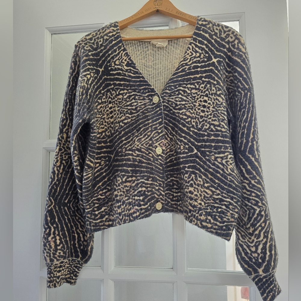 ANTHROPOLOGIE x Kachel Artistic Soft Wool Blend V Neck Cardigan Cocoa Brown XS - Picture 6 of 9